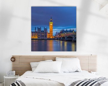 Londen in de avond - Big Ben en Palace of Westminster - 5 van Tux Photography