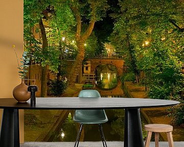 Panorama Nieuwegracht in the night in Utrecht by Anton de Zeeuw