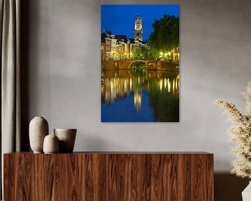 Dom tower seen with the Zandbrug and Oudegracht from the Vecht in Utrecht by Anton de Zeeuw