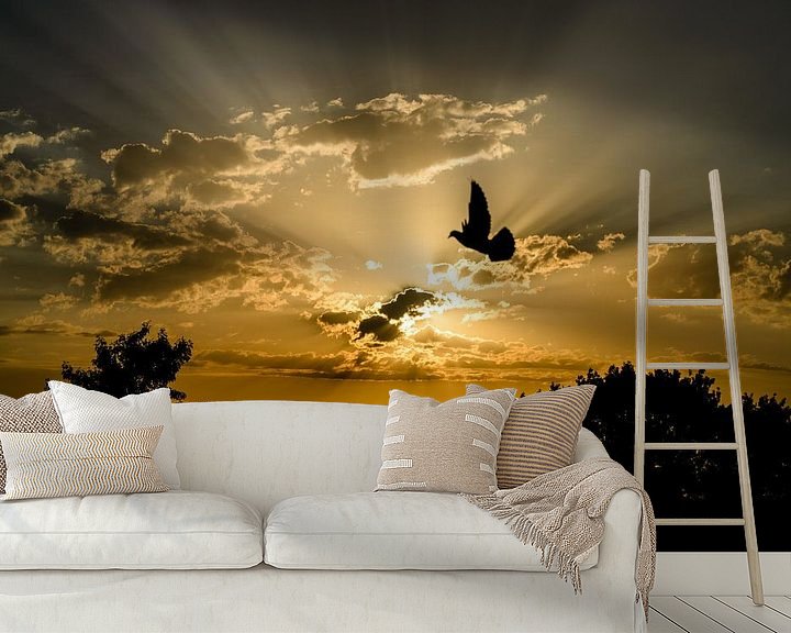 Sfeerimpressie behang: Amersfoortse zonsondergang van Sjoerd Mouissie