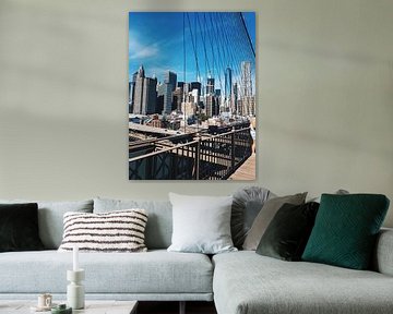 Brooklyn bridge skyline uitzicht New York van Puck vn