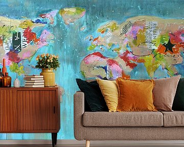 Worldmap painting mix van Atelier Paint-Ing