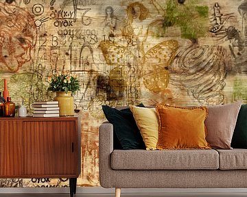 Muse, Collage auf Holz von Rietje Bulthuis