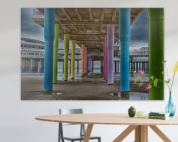 under the pier at the beach of Scheveningen den haag by Groothuizen Foto Art