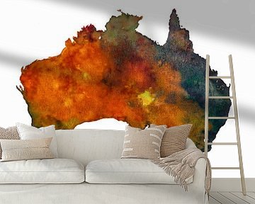 Australië | Landkaart in aquarel | Schilderij van WereldkaartenShop