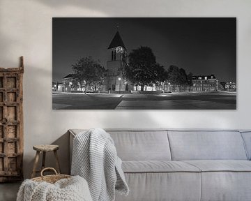 Panorama Dorpskerk Spijkenisse zwart/wit van Anton de Zeeuw