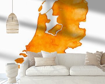 Nederland is Oranje | Landkaart in aquarel van WereldkaartenShop