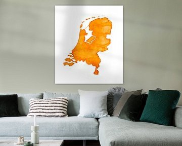 Nederland is Oranje | Landkaart in aquarel van WereldkaartenShop