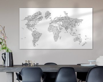 Carte du monde typographique des Pays-Bas sur WereldkaartenShop