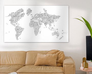 Carte du monde typographique des Pays-Bas sur WereldkaartenShop