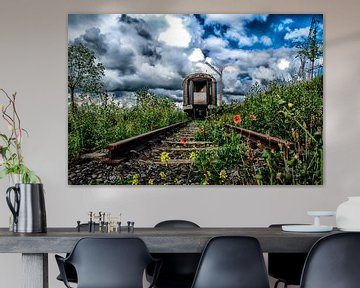 Eindstation - roest rust - oude trein - locomotief -klaproos van Sven Van Santvliet