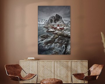 Rode Vissershuisjes Hamnøya, Noorwegen von Aland De Wit