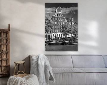 Maison du canal Dordrecht noir et blanc sur Anton de Zeeuw