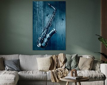 Jazz Saxofoon in blue van Ruurd Dankloff