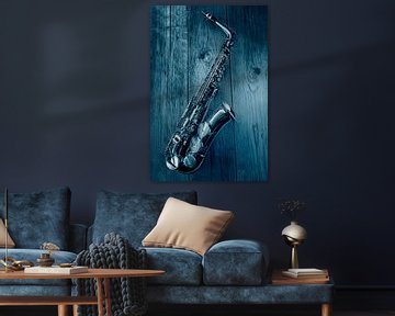 Jazz saxophone in blue by Ruurd Dankloff