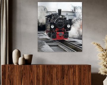 old black steam locomotive in germany by ChrisWillemsen