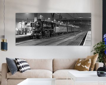 Panorama steam train in Rotterdam Central by Anton de Zeeuw