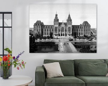 Rijksmuseum Amsterdam - vintage zwart-wit foto gezien vanaf de Stadhouderskade van Roger VDB