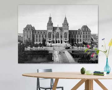 Rijksmuseum Amsterdam - vintage zwart-wit foto gezien vanaf de Stadhouderskade van Roger VDB