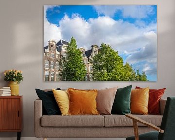 Amsterdam vieilles façades traditionnelles de bâtiments à aux canaux sur Sjoerd van der Wal Photographie