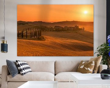 Gouden zonsondergang Toscane ... van Marc de IJk
