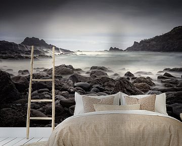 rocky coast and raging sea at Laje Beach on Madeira by gaps photography