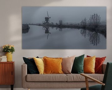 Les moulins de Kinderdijk en noir et blanc - 1 sur Tux Photography