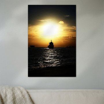 zonsondergang op zee