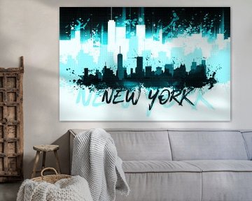 Graphic Art NYC Skyline | cyan