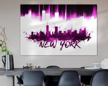 Graphic Art NYC Skyline | pink   van Melanie Viola