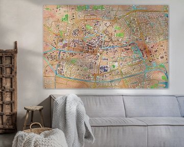 Olieverf kaart van Leeuwarden by Maps Are Art