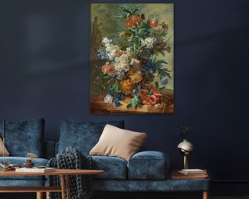 Still life with flowers in a golden vase, Jan van Huysem, 1723