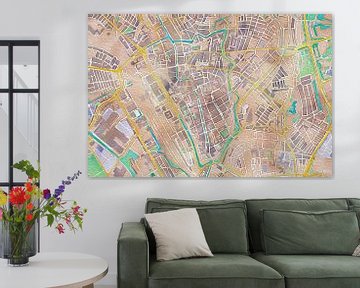 Kleurrijke kaart van Utrecht centrum van Stef Verdonk