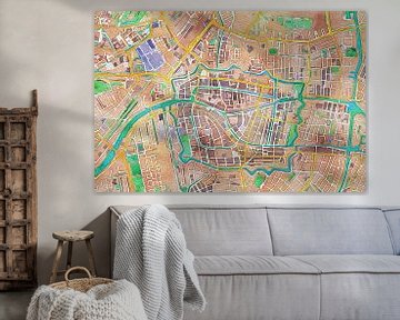 Bunte Karte von Leiden von Maps Are Art