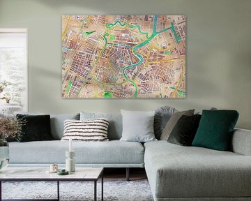 Kleurrijke kaart van Haarlem van Stef Verdonk