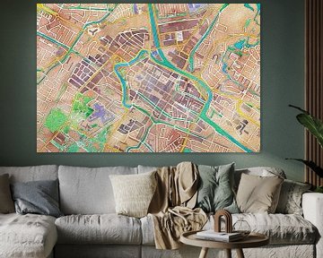 Kleurrijke kaart van Alkmaar von Maps Are Art