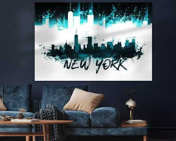 Graphic Art NYC Skyline Splashes | turquoise   van Melanie Viola