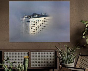 Erasmus MC in the fog in Rotterdam by Anton de Zeeuw