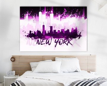 Graphic Art NYC Skyline Splashes II | pink van Melanie Viola