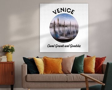 Graphic Art VENICE Grand Canal en Gondels