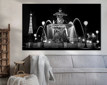 Parijs - Place de la Concorde - Eiffeltoren - zwart wit