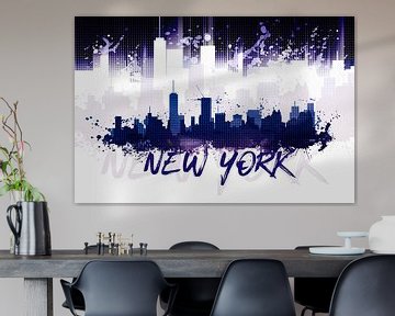 Graphic Art NYC Skyline Splashes II | purple van Melanie Viola
