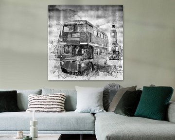 Graphic Art LONDON WESTMINSTER Buses by Melanie Viola
