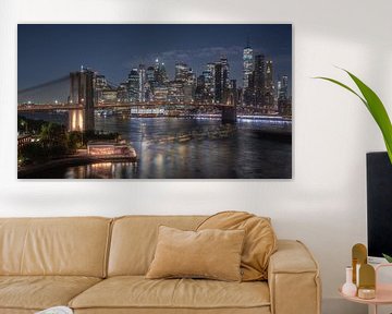 Lower Manhattan en de Brooklyn Bridge van Photo Wall Decoration