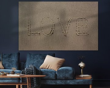 Love geschreven in zand van MSP Canvas