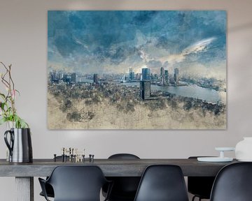 Painted skyline of Rotterdam by Arjen Roos