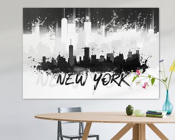 Grafische Kunst NYC Skyline Splashes II | zwart van Melanie Viola