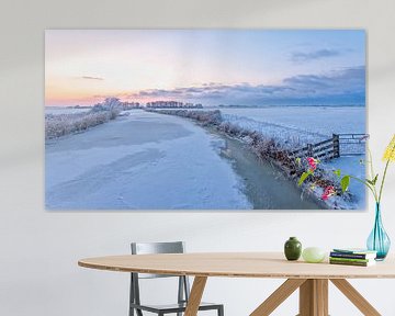 Panorama Winterlandschap Nederland van Peter Bolman