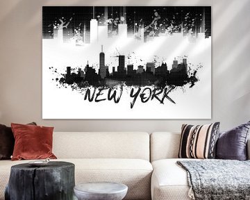 Grafische Kunst NYC Skyline Splashes | zwart van Melanie Viola