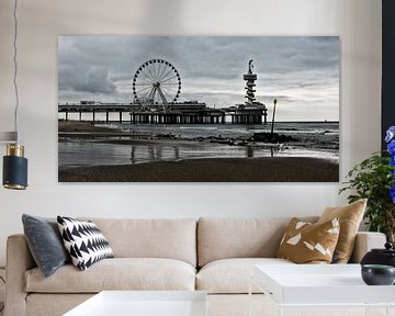 Scheveningen pier in 2016 with ferris wheel. The Hague. in color by Groothuizen Foto Art